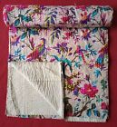 Indian Handmade Vintage Throw Bedspread Reversible Twin Cotton Kantha Quilt
