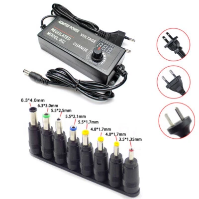 AC Adjustable Power Supply 3V-24V 3A AC DC 8 Plug Connect Universal Adapter - Image 1 of 4