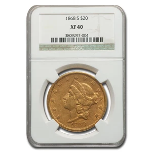 1868-S $20 Liberty Gold Double Eagle XF-40 NGC - Picture 1 of 3
