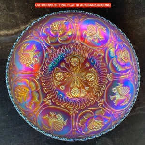 FENTON “DRAGON & LOTUS” PURPLE ICS CARNIVAL GLASS BOWL – GREAT COLOR! - Picture 1 of 14