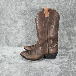 Tony Lama Style 7044 Brown Leather Pull On Cowboy Boots Women's 6 C Vintage - Picture 1 of 7
