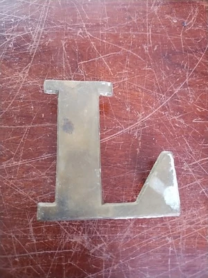 Vtg Antique Letter Building Sign Name Brass Alphabet Architectural Salvage L - Image 1 of 2