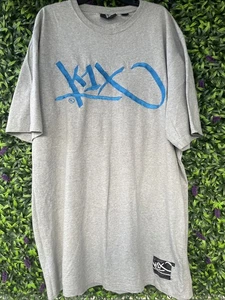 K1X Mens Vintage T Shirt Size 2XL Grey Blue Basketball Hoops - Picture 1 of 6