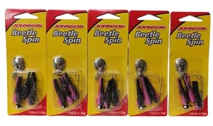 Johnson Beetle Spin 1/16 oz. Midnight Purple with Chrome Blade Lot of 5 Packs  - Picture 1 of 2