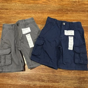 NWT 2- Sonoma Boys Pull On Cargo Shorts Size 5 Navy & Gray - Picture 1 of 5