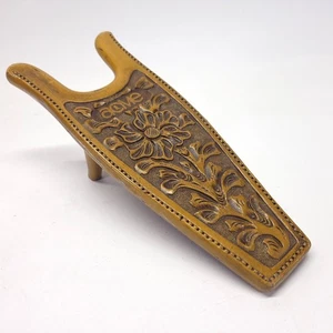 ACME Boot Jack Cowboy Western Tooled Look Floral Flower Embossed Resin Brown Vtg - Picture 1 of 8