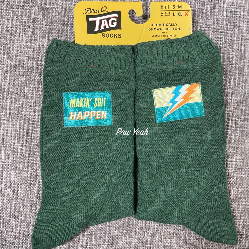 Calcetines Azul Q Tag Makin' Sh*t Happen Talla L-XL Verde Bosque NUEVOS - SE ENVÍA RÁPIDO Foto 1 de 1