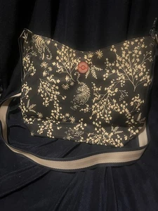 Bolso de hombro mensajero BRAKEBURN azul marino blanco tigre estampado floral tela al óleo - Imagen 1 de 6