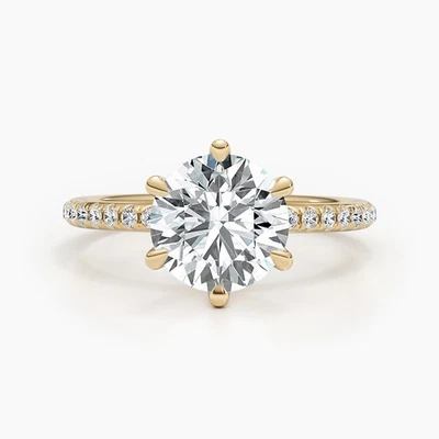 Diamond Ring F VS1 Round IGI Cert 3.22Ct Accented Labcreated 18K White Gold Pave - Image 1 of 4