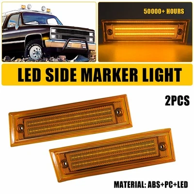 Amber LED Front Side Marker Light For Chevrolet GMC Suburban C10 C20 C30 81-91 K - Image 1 of 4