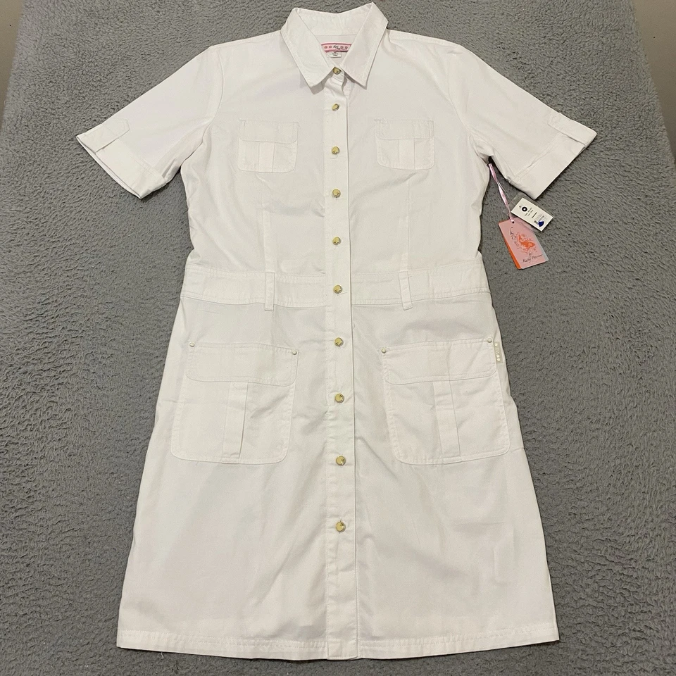 Koi Kathy Peterson Lab Coat Womens M White Alexandra Button-Up Short Sleeve NEW - Image 1 of 4