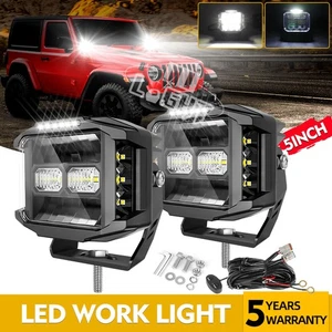 2x Side Shooter 5"inch LED Work Lights w/DRL Offroad Driving Pods Spot Flood 4WD - Picture 1 of 20