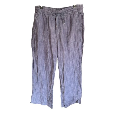 Pantalones para mujer Athleta Cabo de lino texturizados pierna ancha azules a rayas talla grande Foto 1 de 4