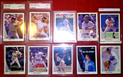 1990 LEAF LYNN PSA 10 GEM MT & PSA MT 9 NQ & THOMAS RC #300 & MORE LOT OF 10 - Image 1 of 4