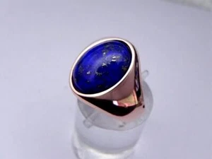 AAAA Lapis Lazuli 14x10mm 14K or 18K Rose gold Man's Ring 10 grams - Picture 1 of 4