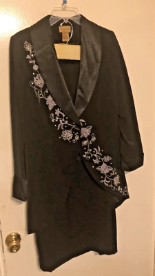 Midnight Velvet 2 Piece Top Blazer & Skirt Size 10 Black Vintage #1 - Image 1 of 4