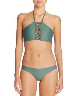 NUEVO CON ETIQUETAS NUEVO MIKOH Ejército Oeste de Oz Halter Traje de Baño Bikini Grande $202 my21 Foto 1 de 4