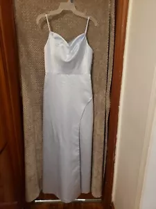 JJ's House NWT Light Blue A-line Cowl Floor-Length Satin Bridesmaid Dress 255867 - Picture 1 of 7