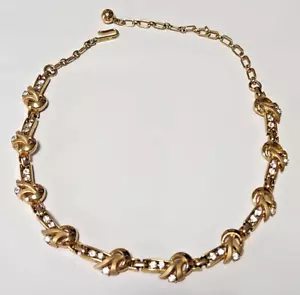 Trifari HALSKETTE Vintage Choker Strass 15,5" verstellbar 60er Jahre goldfarben SIGNIERT - Bild 1 von 5