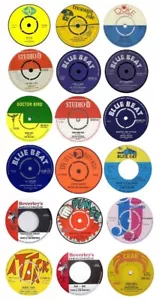 x18 50mm Reggae Record Label Vinyl Stickers punch crab trojan duke retro laptop - Foto 1 di 1