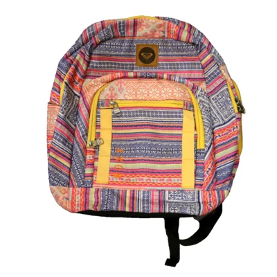 Roxy Boho Print Fabric Backpack w/ Laptop Sleeve Multicolor Yellow Trim - Image 1 of 4