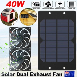 40W Solar Panel Exhaust Roof Attic Fan Air Ventilation Van For Pet Greenhouse - Picture 1 of 12