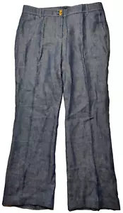 TALBOTS SIGNATURE Women Size 12 Blue Denim 100% Linen Pants EUC - Picture 1 of 17