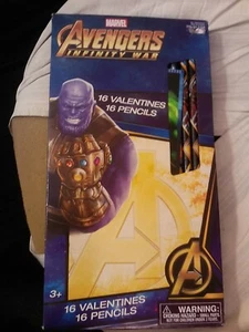 MARVEL~AVENGERS ~16 VALENTINES W/16 GRAPHITE PENCILS#2~PAPER MAGIC NEW BOX - Picture 1 of 3