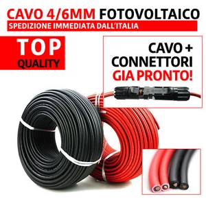 Cavo solare H1Z2Z2 4mm 6mm per fotovoltaico / 5 10 20 metri FG21 certificaz. TUV - Foto 1 di 7