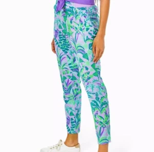 Pantalón Lilly Pulitzer Mujer Correr Alrededor UPF 50+ Lujoso Pantalones al Tobillo Talla M Púrpura - Imagen 1 de 13