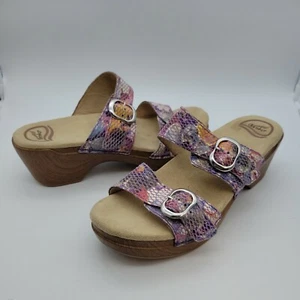 Dansko Sophie Violet Floral Sandals Clogs Snake Skin Womens Sz 40 EU 9-9.5 US - Picture 1 of 9