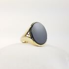 18k Large Onyx Yellow Gold Ring 10.8 dwt Oval Cut Onyx - Good Condition