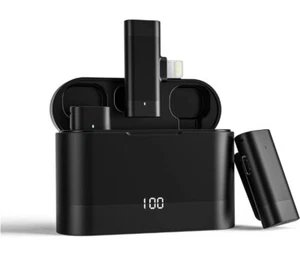 Wireless Lavalier Microphone For iPhone iPad Mini Mics & Charging Case - OPEN BX - Picture 1 of 12