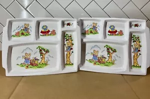 Set Of 2 - Vintage Melamine Ware Children’s Divided Bear Plate Trays. 1980s - Picture 1 of 6