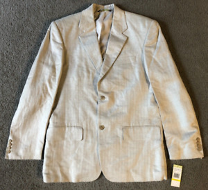NWT Cubavera Men's Beige Linen Blend Sport Suit Coat Blazer - Size 40 / Medium