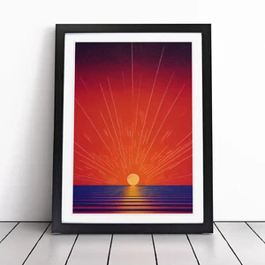 Classic Abstract Ocean Sunset Framed Canvas Wall Art Print Poster Picture - Picture 1 of 8