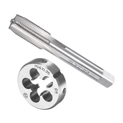 METALLIXITY M14X1,25mm Metrischer Gewindebohrer Und Schneideisensatz,4-Schneidiger HSS