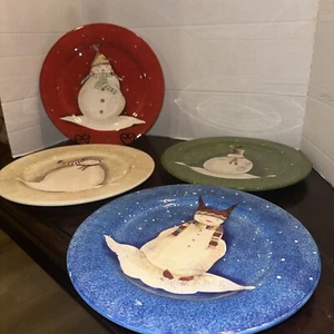Oneida Snowmates Set/4 Dinner Plates 11.5" 4 Designs~Sakura Debbie Taylor-Kerman - Picture 1 of 8