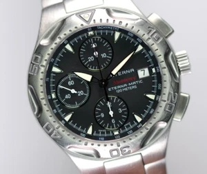 Eterna Uhr Eternamatic Monterey 1630.41 Edelstahl 41mm Herren schwarzes Blatt - Bild 1 von 12