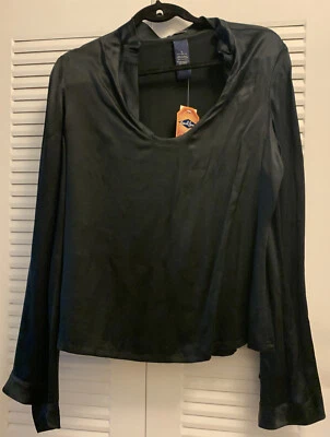 NUEVA Camisa de Seda Earl Jean, Negra, Para Mujer Grande Foto 1 de 4