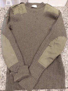 Vintage UK Military Jersey Heavy Olive Drab Round Neck Wool Sweater Size 100 cm - Picture 1 of 6