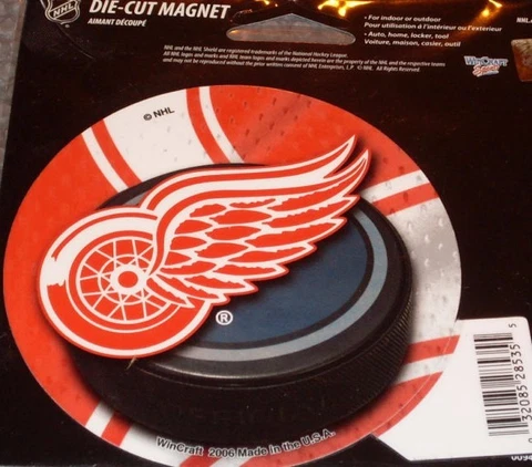 NHL Detroit Red Wings 4 inch Auto Magnet Logo on Round Puck Style by WinCraft Cover