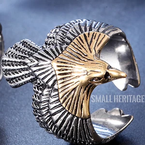 Anillo Águila Pájaro Acero Inoxidable Punk Color Oro y Plata Anillo Vintage Hombres 9-12 - Imagen 1 de 5