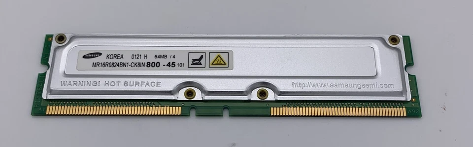 64MB Samsung non-ECC RDRAM PC800-45 MR16R0824BN1-CK8 RIMM Rambus Memory Module - Image 1 of 1