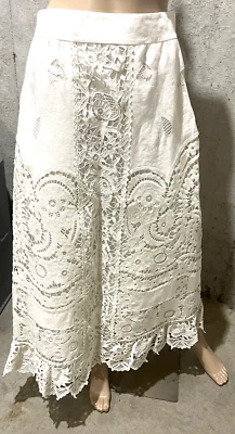 Maxi Vestido Falda Larga Valentino Pasarela Bordada Crochet Marfil IT 42 / US 6 Foto 1 de 4