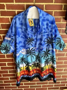 LA LEELA Herren Hawaiihemd 4XL Freizeit Button Down Aloha Happy Bay Neu mit Etikett - Bild 1 von 10