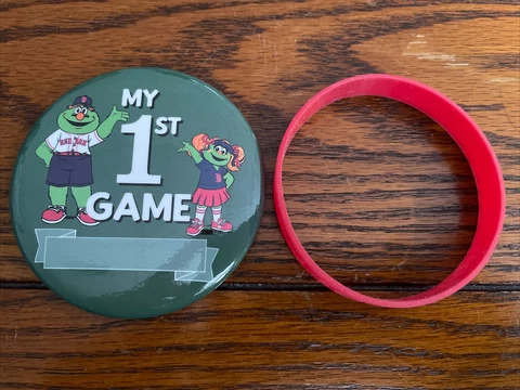 Boston Red Sox My 1st Game Pin And Red Sox Nation Bracelet Cover