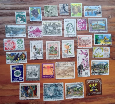 Vintage Colorful Used Worldwide Nature Postal Stamps, Lot of 30 Stamps 80s - Image 1 of 4