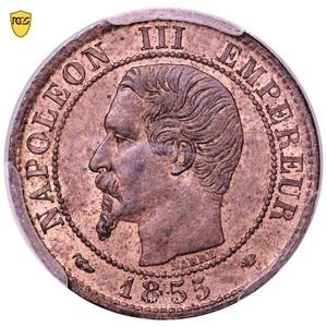 Monnaie France - Napoléon III - 1 centime - 1855 MA Marseille - PCGS MS 63 RB - Picture 1 of 3
