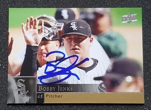 Tarjeta de béisbol firmada por Bobby Jenks 2009 cubierta superior #592 Chicago White Sox automática - Imagen 1 de 1